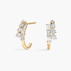 Pendientes de Aro con Diamantes de 0.5 CTW, Corte Baguette y Redondo, Diamantes Cultivados en Laboratorio en Oro Blanco - Product Image 6