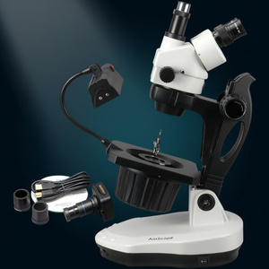 Microscope stéréoscopique trinoculaire numérique pour gemmologie, grossissement 3,5X-90X, double éclairage - Product Image 3
