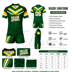 Nuevo Estilo, Uniforme de Rugby Deportivo de Poliéster de Manga Corta, Sublimado por Completo, Personalizado, Talla Grande, de Secado Rápido y Transpirable - Product Image 5