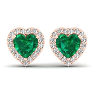 REYES New Arrival 14K Solid Gold IGI Certified Diamond Screw <b>Back</b> Stud <b>Earrings</b> Heart Shape 1.5 Carat Emerald Gemstone Jewelry - Product Image 2