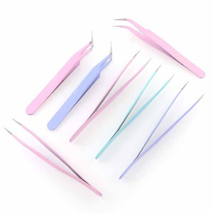 Nouvelles pinces à cils et sourcils en acier inoxydable violet, droites et courbées, outil de maquillage professionnel durable - Product Image 3
