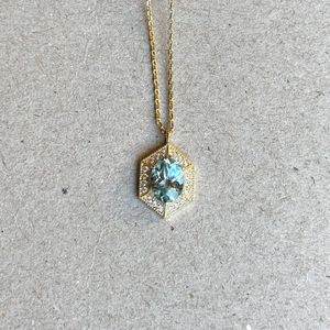 Colgante de Topacio Azul en Plata de Ley 925 con Baño de Oro de 14K, Joyería de Piedra de Nacimiento de Diciembre, Regalo para Ella - Product Image 5