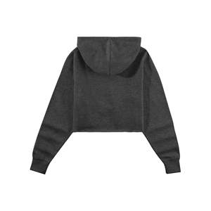Sudadera con capucha corta de forro polar para mujer con cremallera completa, estilo años 90, manga larga, con cordón, hombros caídos, transpirable - Product Image 4
