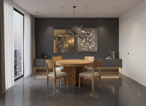 Juego de Mesa de Centro Redonda Moderna con 4 Sillas, Madera de Fresno Maciza y Chapa de MDF, Duradera y Fácil de Limpiar - Product Image 4