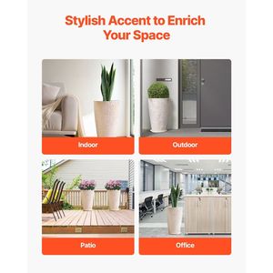 Ensemble de 2 jardinières hautes pour l'extérieur, 21 pouces de hauteur, rondes, grande finition pierre, pots à fleurs et à plantes pour la véranda avant, le patio - Product Image 5