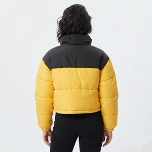 Women Streetwear Two Color <b>Cropped</b> <b>Puffer</b> <b>Jacket</b> Winter Fashion Outerwear High Stand Collar Full Zip Casual Style <b>Jacket</b> - Product Image 6