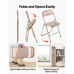 4 Pack Heavy Duty Metal Frame Foldable Leather Chairs with Padded Cushion Portable Folding <b>Card</b> <b>Table</b> for Hotels - Product Image 6