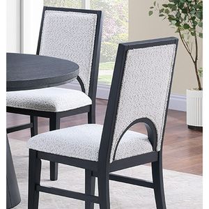Set di 2 Sedie da Pranzo in Tessuto Bianco, Seduta e Schienale Imbottiti Confortevoli con Intaglio Arcuato Unico, Texture Morbida - Product Image 4