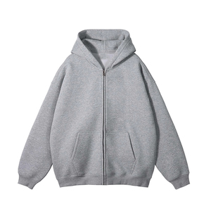 Sudadera Unisex Extra Grande con Capucha y Cierre, Color Gris Sólido, Algodón French Terry, Ropa Casual de Invierno, Transpirable, 360g, Logotipo Frontal - Product Image 5