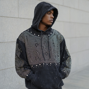 Sudadera con Capucha de Invierno para Hombre, con Pedrería, de Peso Pesado, Estilo OEM, de Manga Larga - Product Image 1