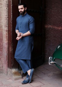 Chemise à manches longues pour homme, 100% coton, col mandarin, imprimé floral, tissée, popeline décontractée, bleu marine, pour tous les jours - Product Image 4