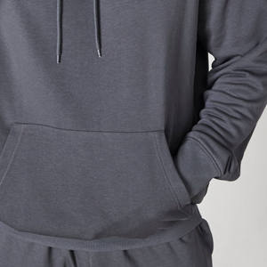 Sweat-shirt à capuche et jogging surdimensionnés en denim bleu avec logo personnalisé du fabricant OEM, en coton lourd, ensemble de survêtement unisexe pour homme - Product Image 3