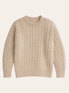 Custom Cable Knit Crewneck Sweater Heavyweight Chunky Knit Pullover Drop Shoulder Maroon Burgundy Winter <b>Jumper</b> Apparel Factory - Product Image 3