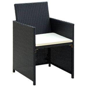 Salotto da 4 pezzi in Poly Rattan nero con cuscini per uso giardino - Product Image 2