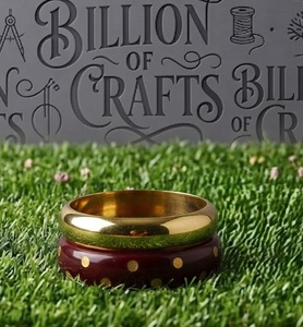 Billion of Crafts Ensemble de 2 bracelets modernes faits main en bois et laiton, ronds, polis, motif amour - Product Image 2