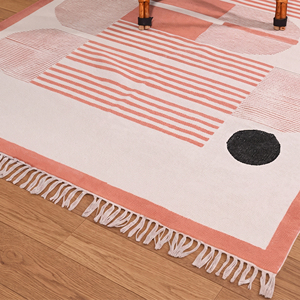 Alfombra de algodón vintage hecha a mano, impresa, ecológica, antideslizante, para interiores tradicionales y modernos, alfombra geométrica. - Product Image 6