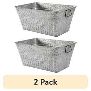 Large Rectangle <b>Galvanized</b> Tub 2-Pack 22x15x10 Inches Ice <b>Bucket</b> & Beverage Tub - Product Image 1