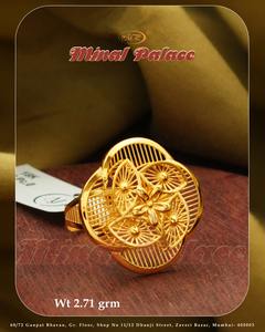 Exquisite 22 K Solid Yellow Gold Classic Floral Filigree Cocktail <b>Ring</b> Women Elegant Handcrafted Mesh Design <b>Statement</b> Jewelry - Product Image 3