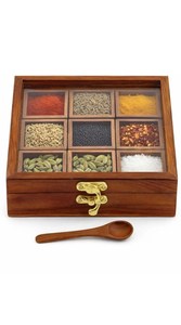 Handmade Wooden Spice <b>Box</b> with Spoon - Product Image 6
