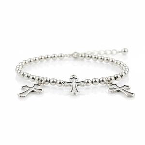 Bracelet extensible personnalisé avec pendentif croix en métal et perles, souvenir religieux pour moi. - Product Image 4