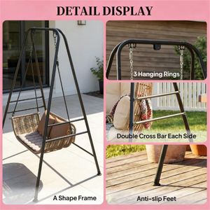 Supporto per Altalena da Esterno in Metallo Nero per Amache e Sedie Sospese - Product Image 3