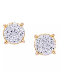 Orecchini rotondi con accento di diamanti e orecchini a cerchio torsione incastonati in piatto d'oro | Macacy's - Product Image 5