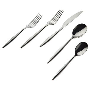 Ensemble de couverts en acier inoxydable poli miroir or rose, couteau, fourchette et cuillère pré-roulés, pour mariage, événement, fête, dîner, à bas prix - Product Image 1