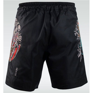 กางเกง MMA สีดำสำหรับผู้ชาย พิมพ์ลายแบบซับลิเมชั่นคุณภาพสูง เหมาะสำหรับคิกบ็อกซิ่ง บราซิลเลียนยิวยิตสู ฝึกซ้อมกราปลิง และชุดยูนิฟอร์มสำหรับนักมวยปล้ำ - Product Image 2