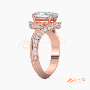 แหวนหมั้นทรงวงรีประดับมอยส์ซาไนต์ 14K โรสโกลด์ ของขวัญเครื่องประดับเจ้าสาวสุดหรูสำหรับผู้หญิง เทรนด์อเมริกา - Product Image 6