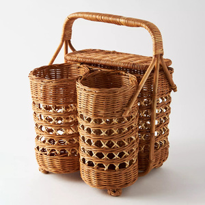 Rattan picnic gift basket <b>hampers</b> functional camping baskets braided <b>hamper</b> with outer compartments - Product Image 1