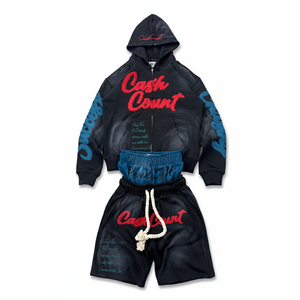 Ensemble de 2 pièces pour homme et femme : sweat-shirt et short personnalisés avec logo brodé, couleur unie, style été. - Product Image 4