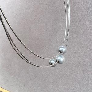 Collar de Hueso de Serpiente Plateado Ligero de Lujo de Verano con Perla Real que Exuda Extrema Simplicidad y Temperamento - Product Image 4