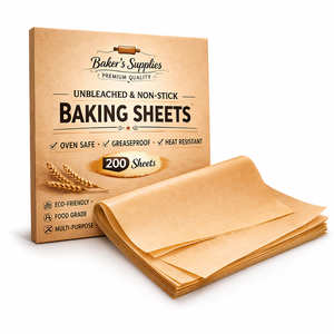 Feuilles de cuisson en papier sulfurisé 12x16 pouces, revêtement silicone, antiadhésives, résistantes à la graisse, compatibles four et friteuse à air, vente en gros fabricant - Product Image 1