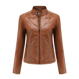 Chaqueta de Cuero Genuino para Mujer, Chaqueta de Cuero Real Ajustada a la Moda, Ropa de Abrigo Informal para Otoño e Invierno - Product Image 6