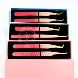 Impression de logo fibre pointe cils technologie pince à épiler isolation pince à cils 45 75 90 degrés Volume Extension de cils pointes de fibre pince à épiler - Product Image 3