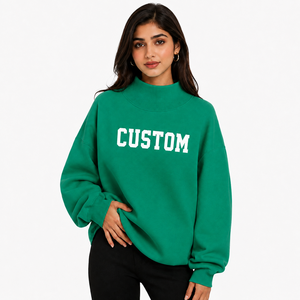 Sudadera Premium de Cuello Alto para Mujer, Ligera, de Algodón y Felpa, con Logotipo Personalizado, Estilo Casual y Relajado, para Uso Diario en Invierno, Fabricante OEM ODM - Product Image 1