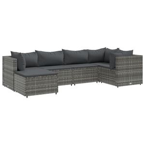 Ensemble de salon de jardin modulaire en rotin PE gris 6 pièces, meubles d'extérieur durables et élégants - Product Image 2
