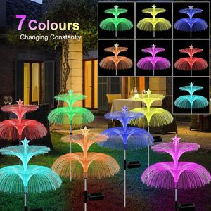 Set di 4 Luci Solari a Forma di Medusa per Giardino, 7 Colori Cangianti con Fibra Ottica, Regalo Perfetto per Giardinaggio, per Mamma, Nonna o Donne - Product Image 4
