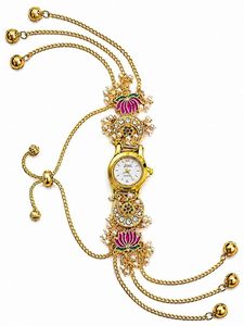 Wholesale Women's Luxury <b>18K</b> <b>Gold</b> Plated Imitation Pearl Waterproof Crystal Tassel Bracelet <b>Watch</b> - Product Image 2