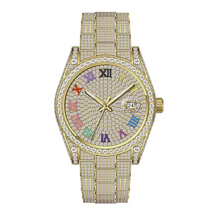 Reloj de lujo para hombre con diamantes de moissanita, elegante reloj de pulsera analógico de cuarzo para un estilo moderno y casual. - Product Image 6