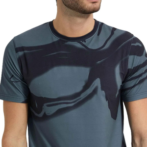 2026 New Design Men’s Blue and Black <b>Abstract</b> Sublimation <b>Print</b> T-Shirt Quick Dry Short Sleeve Sportswear Fitness and Training - Product Image 3