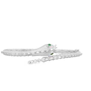 Pulseras Apilables de Serpiente Minimalistas con Ojo de Esmeralda y Diamantes de Laboratorio en Oro Sólido de 14K y 18K Personalizadas - Product Image 5