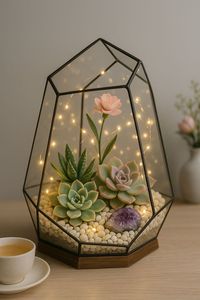 Terrario de Metal y Vidrio Personalizado, Moderno, para Plantas de Interior, Suculentas, Plantas Aéreas y Terrarios DIY - Product Image 6