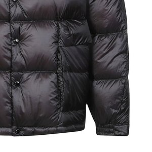 Nouveautés : Manteau d'hiver pour homme en duvet noir avec capuche, col montant, fermeture à boutons, vêtement d'extérieur décontracté, épais, couleur unie, coupe classique - Product Image 5