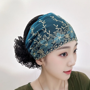 New Flower Embroidery 100% Silk <b>Bonnet</b> Hat Elastic Full Cover Headscarf Breathable Outdoor White Hair Postpartum Cap Women - Product Image 2