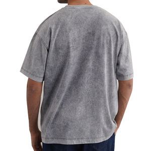 Camiseta de alta calidad para hombre, 100% algodón, lavada con ácido, estilo vintage, manga corta, talla grande. - Product Image 2