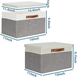 2 Pack Collapsible <b>Storage</b> <b>Bins</b> with Lid Decorative Organizer <b>Bins</b> for Clothes Organizing <b>Storage</b> <b>Boxes</b> for Home and Office - Product Image 2