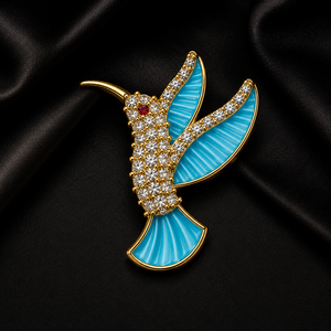 Broche Fino de Colibrí Esmaltado en Plata de Ley 925 con Baño de Oro de 18k, Pin de Solapa de Pájaro para Mujer, Joyería para Regalo o Fiesta - Product Image 5