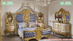 ชุดเฟอร์นิเจอร์ห้องนอนแกะสลักคู่ดีลักซ์,เฟอร์นิเจอร์เตียงและห้องนอนเตียงดีไซน์วิลล่าแกรนด์พร้อมสตูลข้าง - Product Image 2