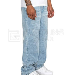 กางเกงยีนส์ทรงแบ็กกี้สำหรับผู้ชายกางเกงยีนส์ทรงหลวมสำหรับผู้ชายดีไซน์ตามสั่งสไตล์ที่เป็นเอกลักษณ์ - Product Image 3